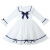 2022春夏新款女童海军领学院风蕾丝长袖公主裙连衣短裙简约韩系连衣裙 白色 130cm