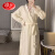 浪莎（LangSha）韩国纯色V领杏甜美睡袍女夏款浴袍和服长款家居服睡衣外穿 1032黄色 M建议95105斤