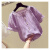 姗朵维女童短袖夏装韩版中大童甜美雪纺衬衫上衣棉新款适合4-12岁小女孩 紫色 120