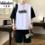 卡度顿青少年夏季运动套装男孩12-15岁初高中学生短袖t恤大童篮球衣服 D6166-5白色套装 XL 建议120-135斤左右