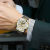 上海缕空机械钢带商务手表时尚指针式日历夜光男士手表 白银