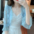登森图小开衫女新款配裙子的上衣夏天夏季披肩雪纺小配吊带外搭薄款防晒 蓝色 XL