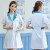 白大褂医生服护士服夏季短袖女美容院师药店药房医师营业员工作服 蓝衣白领短袖女 XL