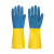 耐酸碱手套乳胶防滑防水橡胶劳保工作耐磨实验防腐蚀工业手套防化 1双/拼色耐酸碱工业手套