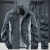 肯玛驰（kanmarci）轻奢品牌运动套装男春秋季新款防风耐穿男士休闲套装中年爸爸装 灰色  XL  （115-130斤）