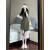 贝洛兔新款连衣裙子夏天2024年女装夏季衣服韩版时尚小个子女士包臀裙 军绿色 S(建议85-96斤)