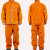 者也 牛皮电焊服套装阻燃耐高温防火花飞溅防护衣防护裤 橘色3XL码 