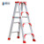穆运 铝合金人字梯加厚折叠梯子双侧梯工程梯 装修脚架梯1.2米高红加厚加固款
