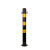 鼎红 钢管警示柱 75cm固定柱黑黄带环加厚款