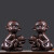 木制猴子摆件 实木红木雕刻生肖猴茶室办公室装饰品 生日乔迁送礼 黑檀木 猴子 一对 长宽高20*16*25厘米