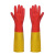 群生天然乳胶双色手套加长加厚橡胶家务防水超长耐油防污手套 红黄(群生双色(2双价格) S