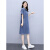 HRCONGOLKE薄款牛仔连衣裙2023年夏季新款女装气质短袖休闲小个子中长款裙子 牛仔蓝 S(85-110斤)
