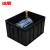冰禹 BY-3036 黑色防静电周转箱塑料收纳箱 电子元件盒 物料盒零件盒 600*500*360无盖