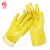 者也防滑浸胶手套劳保胶手套防水防油耐酸碱全胶加厚浸塑 黄色5双