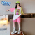 迪士尼（Disney）女童夏装套装2023新款儿童短裤夏季多巴胺穿搭女孩大童五分裤子 粉色 冰丝短袖+短裤 120cm(120cm)
