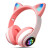 IZW哈曼卡顿音效新款STN-28猫爪猫耳朵头戴式蓝牙耳机LED发光插卡无线耳机送女朋友礼物 紫色