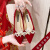 法式红色高跟鞋婚鞋新娘鞋女中式秀禾服结婚鞋小众高级感不累脚夏 酒红色8厘米 35