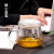 古德窑 日式锤纹耐热玻璃茶杯家用办公大号泡水杯花茶杯带把过滤加厚 玻璃圆趣杯350ml