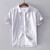 歌世爵夏季简约薄款小清新亚麻男式短袖棉麻白衬衫纯色休闲麻料衬衣 天蓝色 XL
