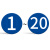 冠峰 红底白字（1-20） 数字号码牌编号亚克力贴磁性号牌自粘磁力机器标牌圆牌序号牌GNG-521