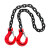 起重链条吊索具双头吊钩挂钩吊具行车吊车模具G80锰钢吊装吊链 红色 1吨2米（钢管钩）