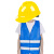 帮手仕 反光背心安全帽套装 工地施工安全防护服 均码 蓝色反光衣+红帽