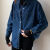 TXRP2024秋季复古蓝色工装风牛仔衬衫女设计感小众内搭叠穿上衣宽外套 蓝色 M 建议95-110斤左右