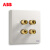ABB开关插座弱电插座 轩致框 雅典白色四位音响端子插座 AF342