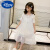 迪士尼（Disney）女童宫廷睡裙公主风夏季儿童睡衣长家居服薄款网纱蕾丝莫代尔新款 白色 150cm
