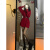 拉曼咔过新年战袍拜年红色针织连衣裙子秋冬女装2023新款坠感长款毛衣裙 红色连衣裙[+送腰带] 60/65kg/XL