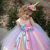馨悠洁甜美精灵公主裙独角兽长款礼服蓬蓬裙女童可爱花朵连衣裙tutu裙 粉色 120cm