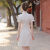 麦尚琪BMO短款旗袍新款2024年轻款少女夏季新中式小个子显高提花改良连 白色 s