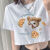 苏愚重磅夏季新款遮肉情侣短袖100纯棉T恤女小众韩版学生卡通短袖男 A318饼干熊短袖咖啡 M
