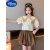 迪士尼（Disney）女童套装夏季2024新款衬衫云朵裤裙时髦中大童洋气儿童休闲两件套 卡其色 140cm