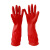 天然橡胶日常加长手套劳保手套橡胶手套家用厨房防滑耐用 红色大码