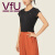 VFU短款美背运动上衣女网纱短袖T恤健身跑步罩衫感瑜伽服夏季 黑色-45004A（雪花提花） XXL