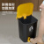 黄盖垃圾桶灰色脚踏带盖户外物业厨房酒店商用办公室废纸篓 全灰桶50升