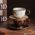 派一摩登家日式窑变复古咖啡杯家用小众简约喝水杯子 焦糖精致浮雕下午茶杯 谷苏六杯碟勺(黑U架)混色-礼盒