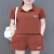 米囹短裤短袖套装女妈妈中年妇女显瘦中老年运动女士夏季新款时尚休闲 砖红 M80-100斤
