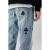法鲁格CLIMAX VISION十字架印花水洗做旧休闲直筒牛仔裤美式高街长裤 烟灰色 黑十字 S