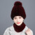 幕加格 貂帽子女毛线帽韩版冬季保暖可爱狐狸毛球球时尚皮草帽子M2723 卡其色 (帽子+围巾)一套