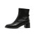 SKAP冬季简约方头瘦瘦靴粗跟商务女短靴ACU02DD2 黑色 38