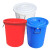 万尊 加厚塑料水桶蓝色带盖50L 工业储水圆桶