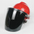 电焊面罩安全帽式防护面罩面屏打磨防飞溅焊工隔热焊帽头戴式面具 防刮擦-透明+V型红色ABS安全帽