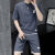 啄木鸟高档品牌短袖短裤套装男华夫格T恤ins潮流潮牌青少年一套搭配夏装 深灰色A831 M