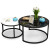 雅美乐圆形组合茶几简约玻璃仿岩板纹北欧极简小户型客厅茶桌黑白
