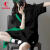 乔丹运动套装女2024夏季新款冰丝透气宽松两件套跑步健身休闲运动服女 白色(上衣)+黑色(裤子) M （170/88A）