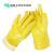 劳保橡胶防水手套 加长加厚耐磨防滑工业防油污工作长袖手套 耐酸碱浸塑手套黄色1双