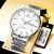 时泽蒂老上海产手表全自动机械表男士手表夜光防水日历帅气商务时 055银钢带白面