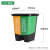 惠利得垃圾分类垃圾桶大号商用脚踩带盖厨房厨余干湿分离户外环卫桶 20L双桶 黄（其他垃圾）+绿（厨余垃圾）